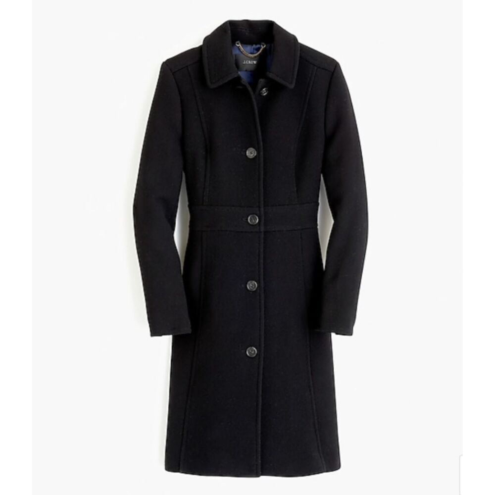J. Crew Black Lady day coat in Italian double-cloth wool Thinsulate BLACK SIZE 8